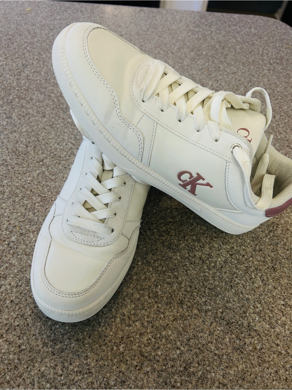 Calvin Klein White Sneakers with Pink Logo Accent